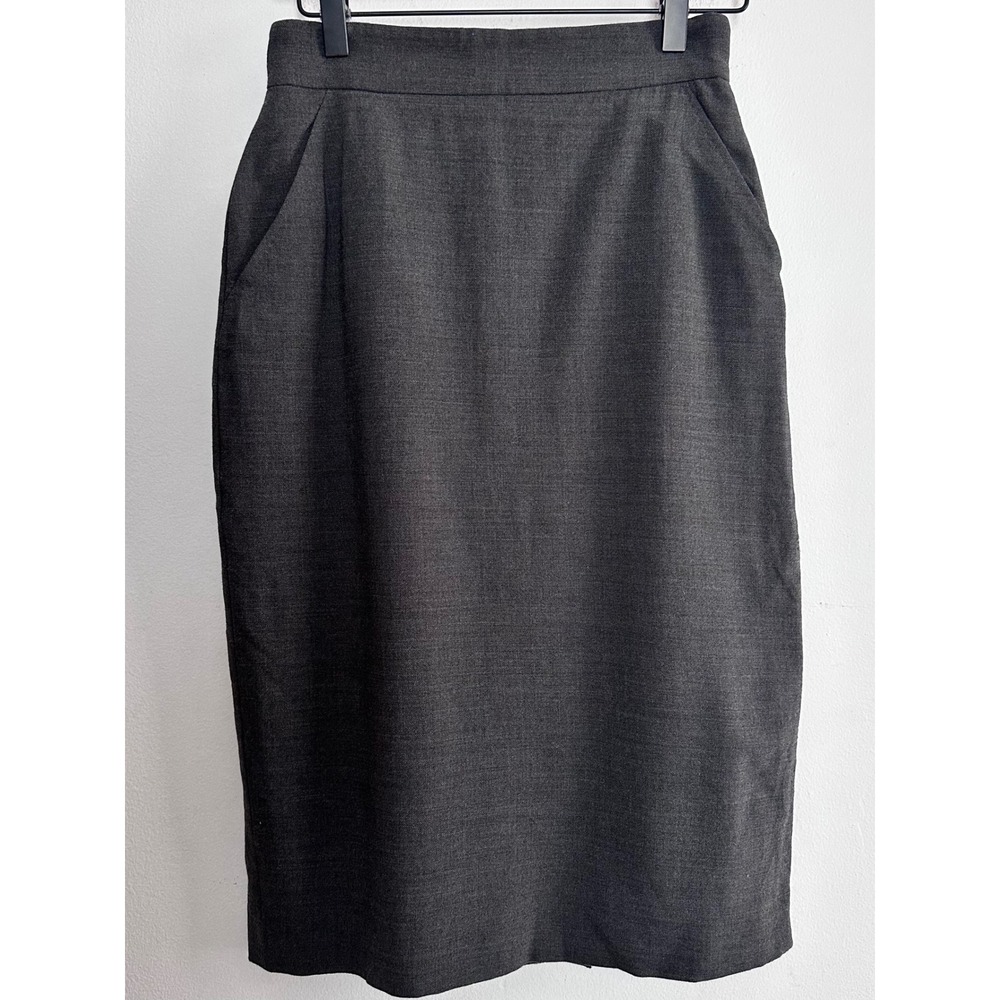 Max Mara Gray Virgin Wool Blend Pencil Skirt Made in Italy Size 4 Professional
